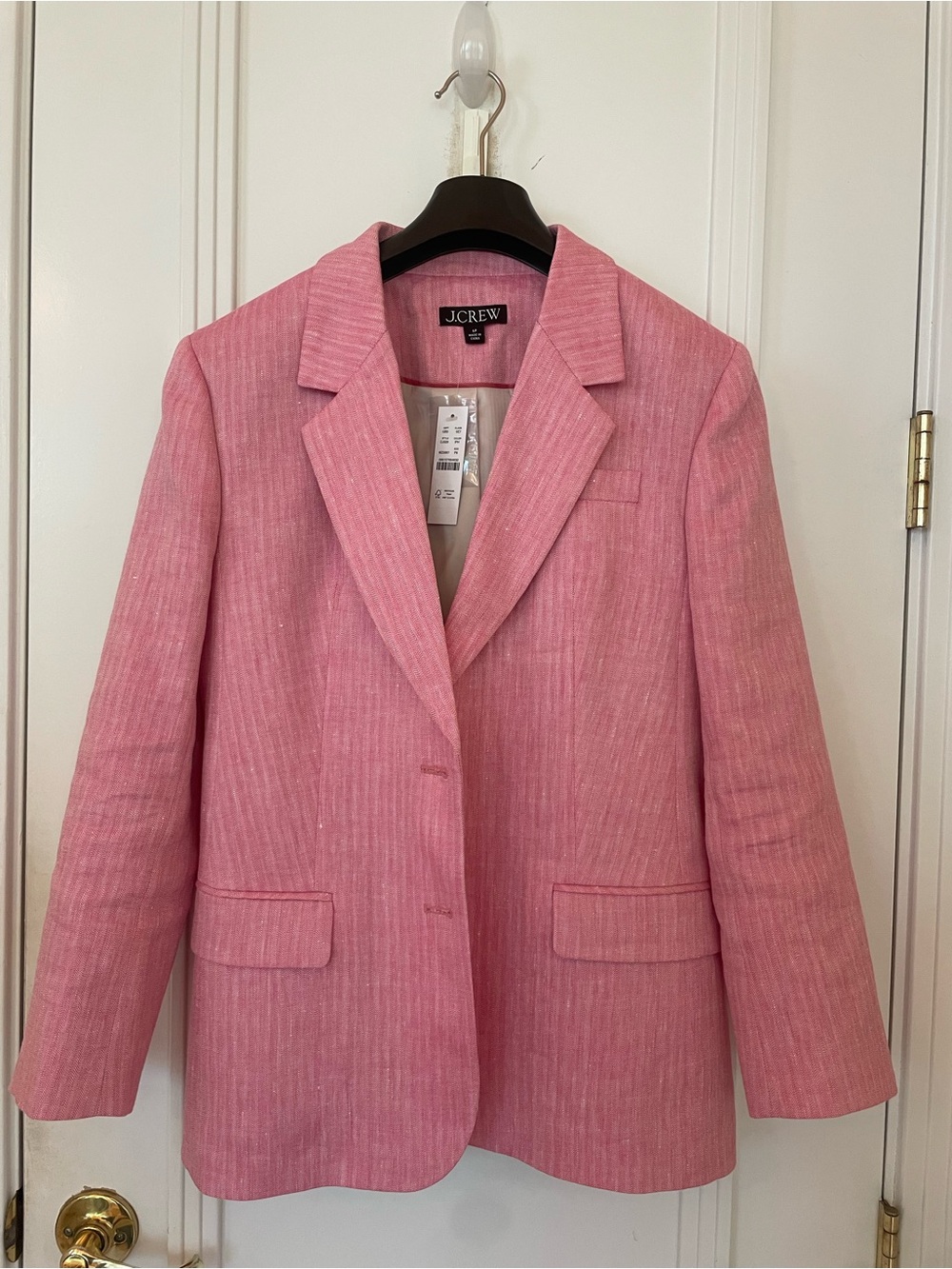 J. Crew Pink Herringbone Linen-Blend Blazer NWT Sz Petite 6 P6
